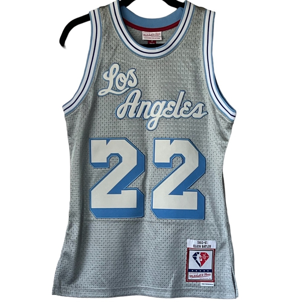 Elgin Baylor Los Angeles Lakers MITCHELL & NESS 75th anniv HWC jersey Blue small